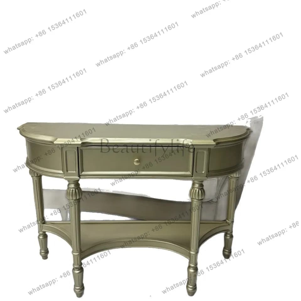 American semicircular entrance table entrance corridor light luxury entrance cabinet French retro shelf