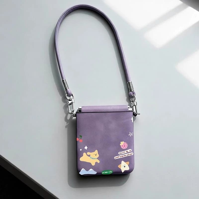 zflip7 phone case cute flip leather case for Samsung z flip7 zflip6 zflip5 Xiaomi mix flip cover purple funda coque carcasa