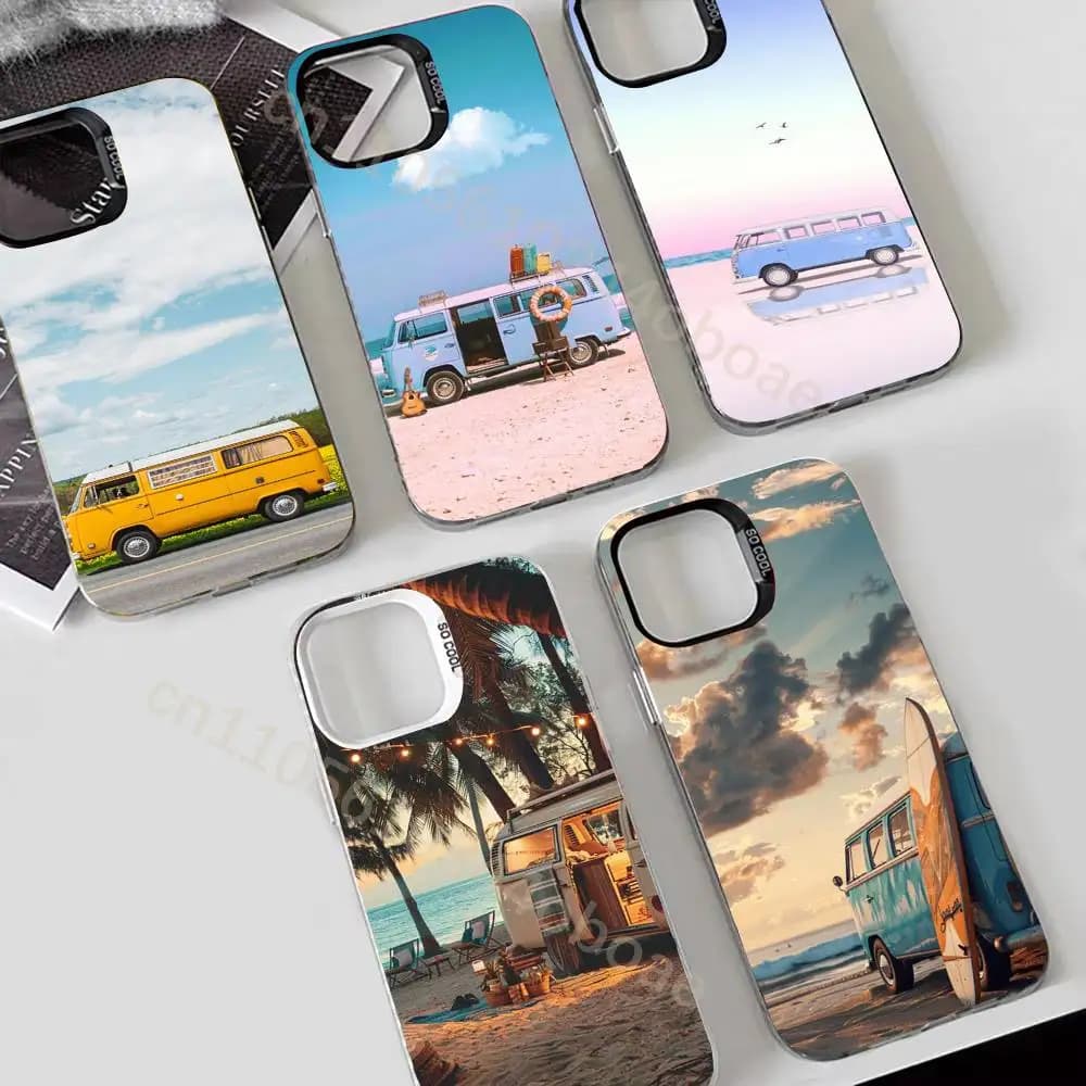 Combi Van Car C-Camping Phone Case For iPhone 17,16,15,14,13,12,11,Pro,MAX,Plus TPU Soft To Skin-friendly Cover
