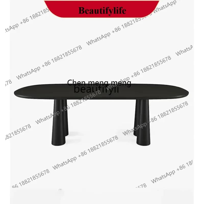 z183  Medieval oval solid wood dining table Italian minimalist Nordic minimalist retro restaurant marble surface