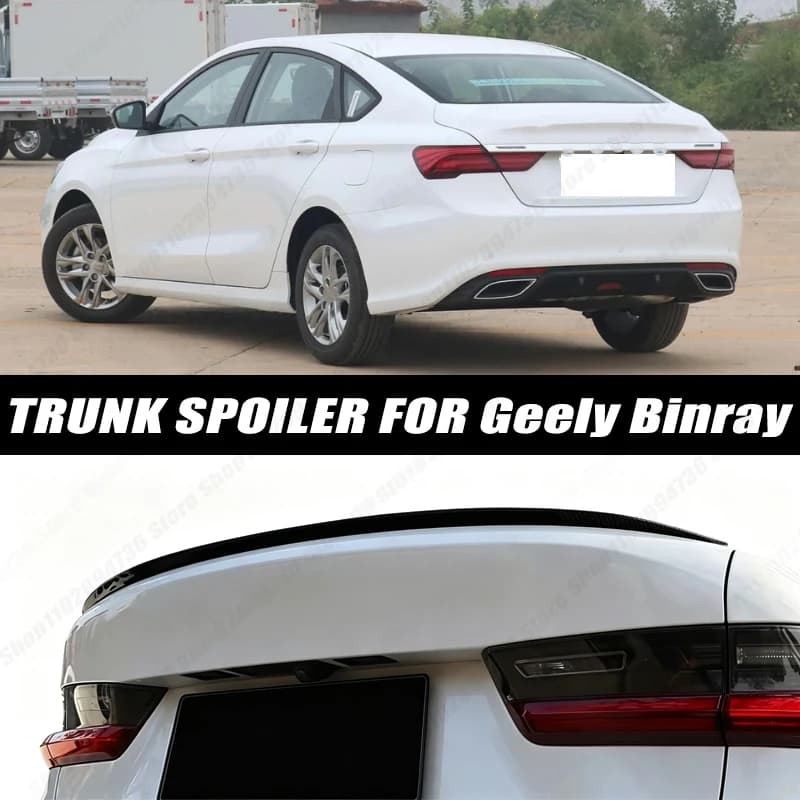 120CM Glossy Black Soft Rubber Universal Rear Trunk Spoiler 5D Carbon Look Tail Wing Fit For Geely Binray Car Accessories