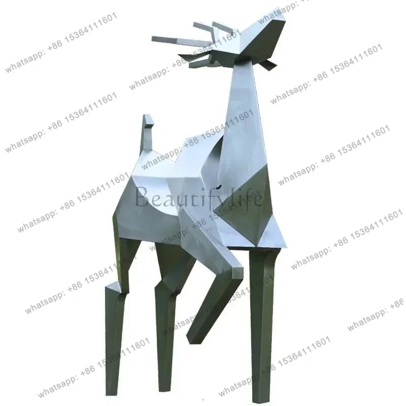 SSSLXGeometric Deer Decoration Hotel Hall Soft Decoration Outdoor Courtyard Landscape Large Floor Sculpture