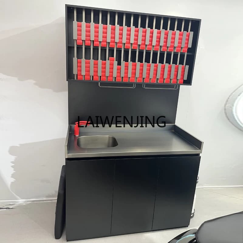 LYN Hair Salon Storage Rack, Hair Salon Stainless Steel Locker for Barbershops