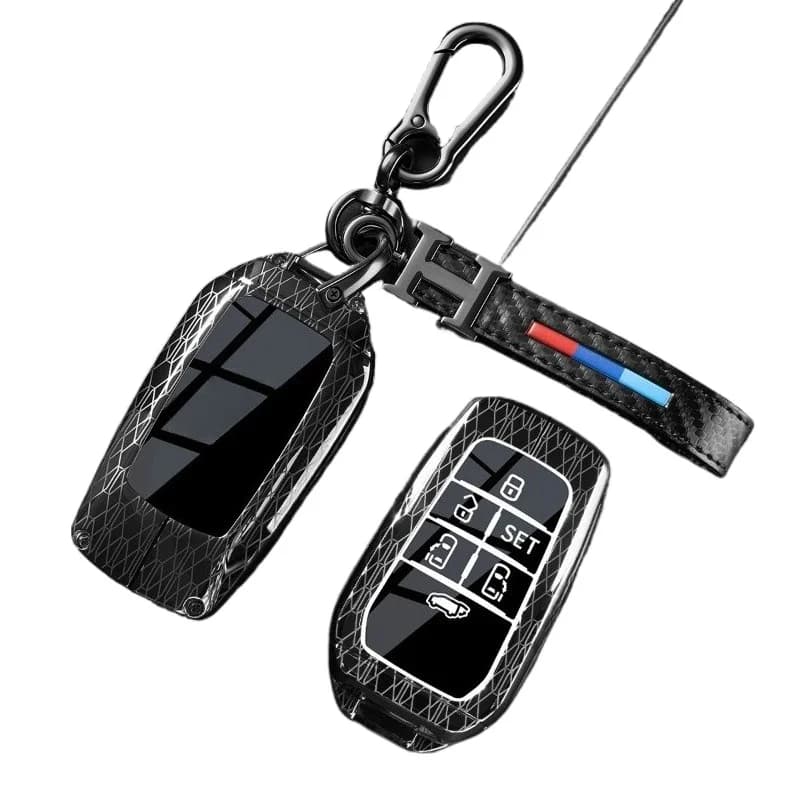 Key Fob Cover for Toyota Alphard (30/40 Series), Heavy Duty Metal KeyCase Shell with Keychain, Anti-Drop & Scratch Proof