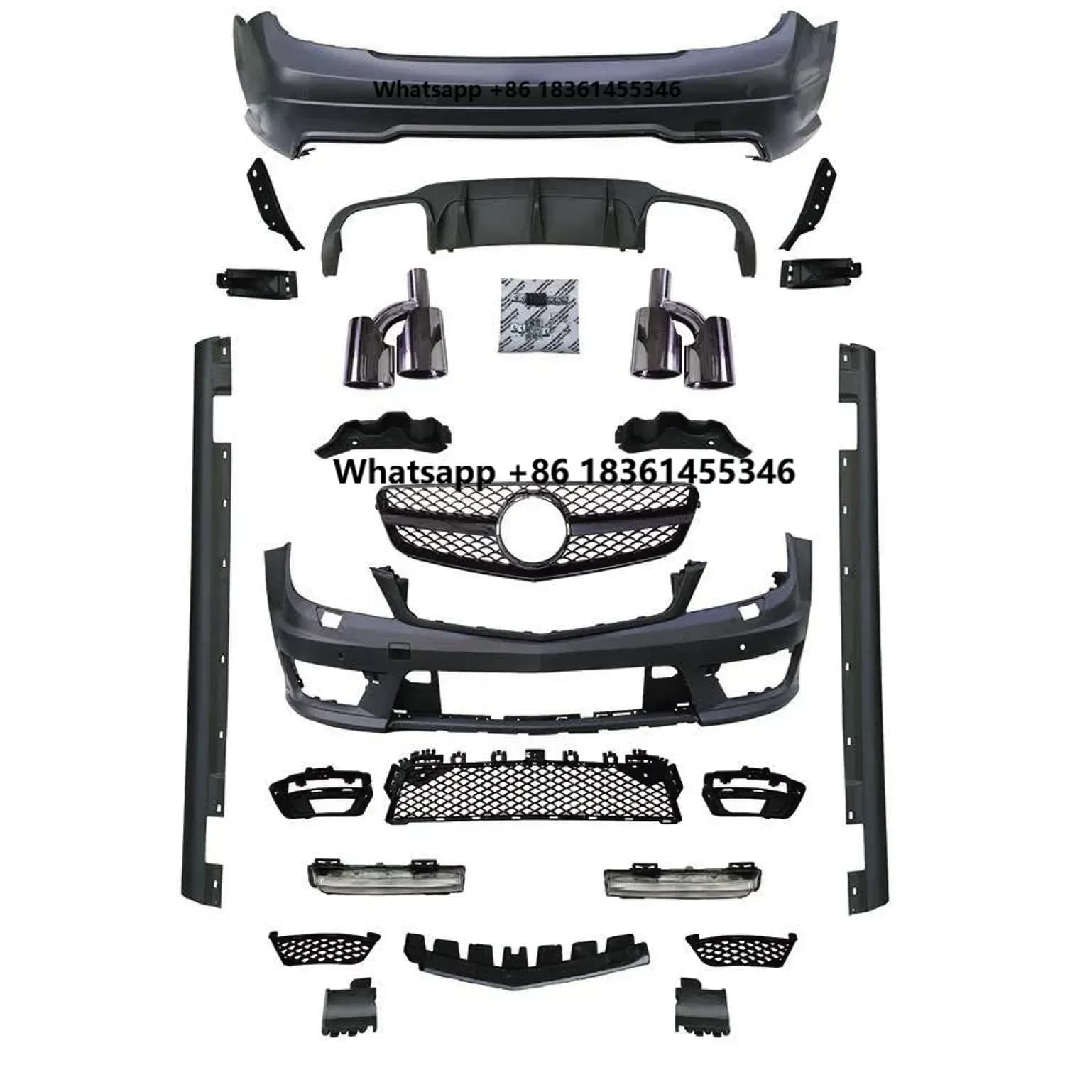 For  W204 Modified To C63  Full Body Kit With Front Bumper Perfect Fitment PP Body Kit