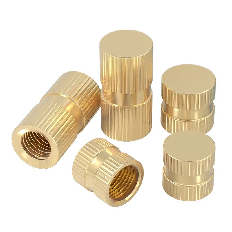Pure copper blind hole injection molded hot melt knurled copper nuts, embedded part knurled copper insert nuts, accessories