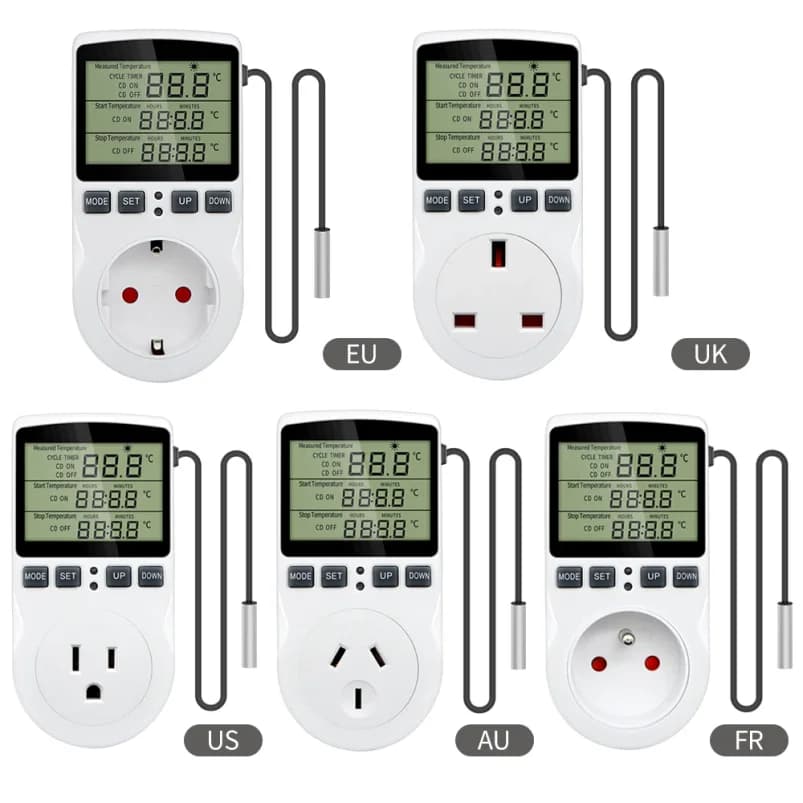 Digital Temperature Controller Outlet With Timer Switch Heating Cooling Timer Socket Thermostat AC 110V~230V EU/US/FR/UK/AU Plug