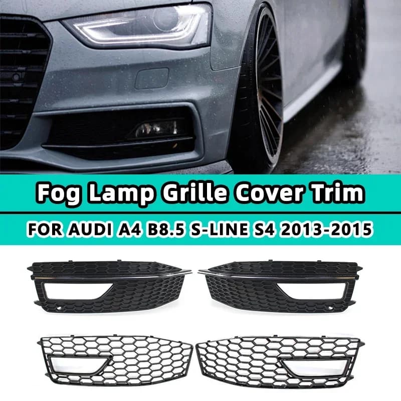 Fog Light Lamp Cover Grill For Audi A4 B8.5 S-Line S4 2012 2013 2014 2015 Honeycomb Mesh Front Bumper Grille RS4 Style