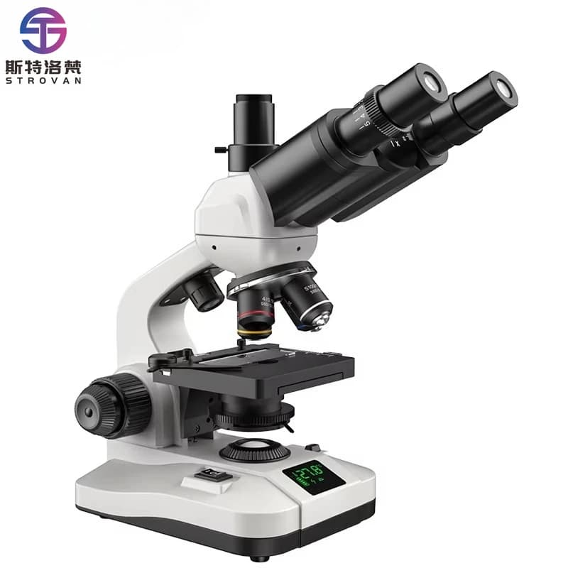 Dual LED Light Source Digital Screen Trinocular Student Microscope