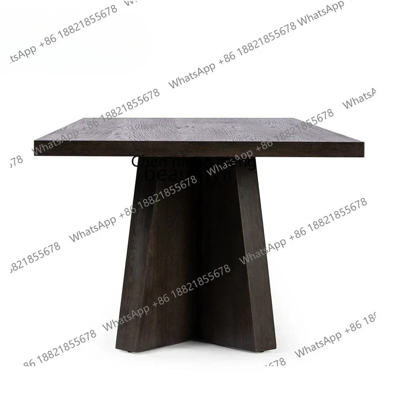 CC Solid wood oak dining table household square table V-shaped table legs creative elegant black modern simple restaurant