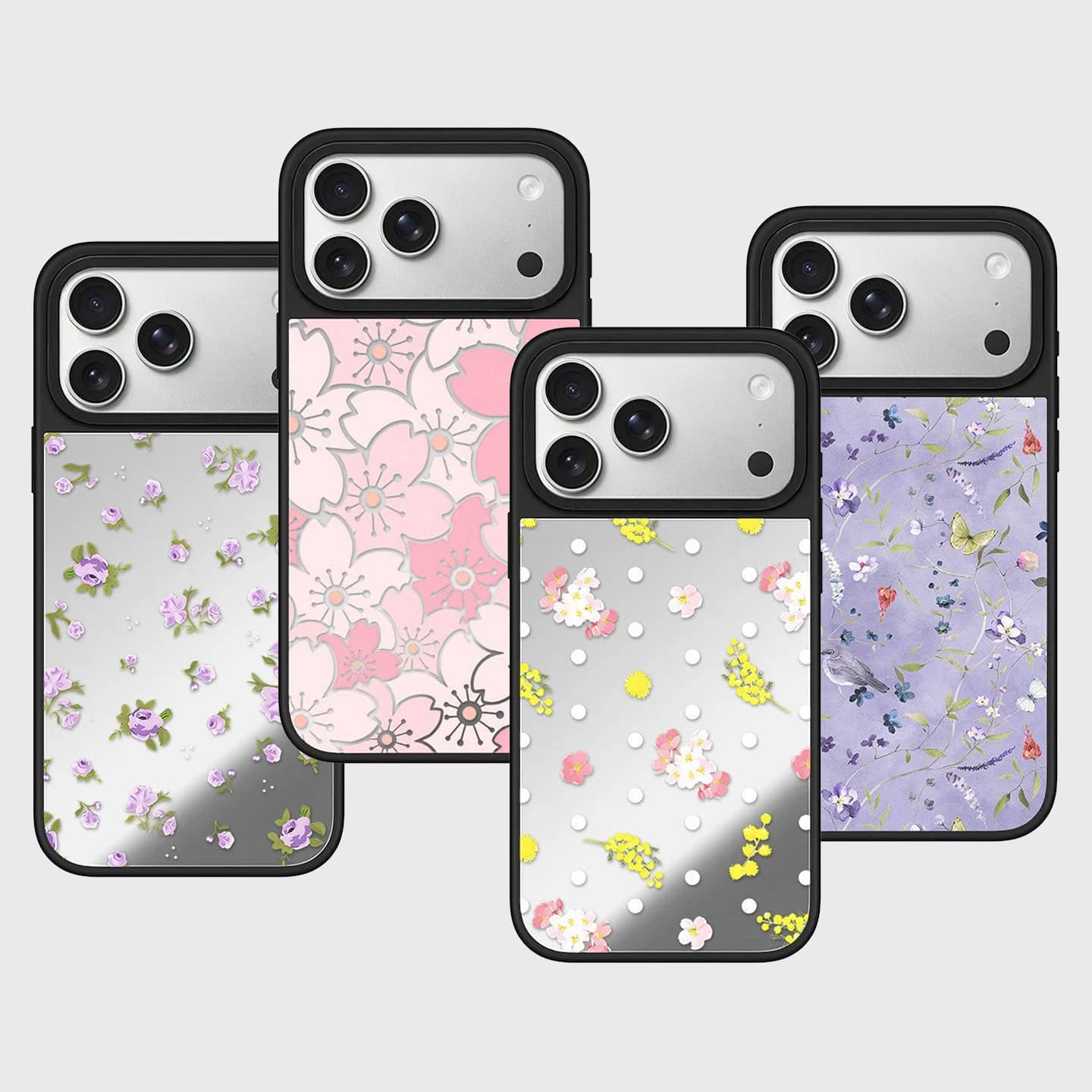 Purple Flower Plant Mirror Magnetic Phone Case Cover for IPhone 12 13 14 15 16 17 Pro Max Case for IPhone 17 Air