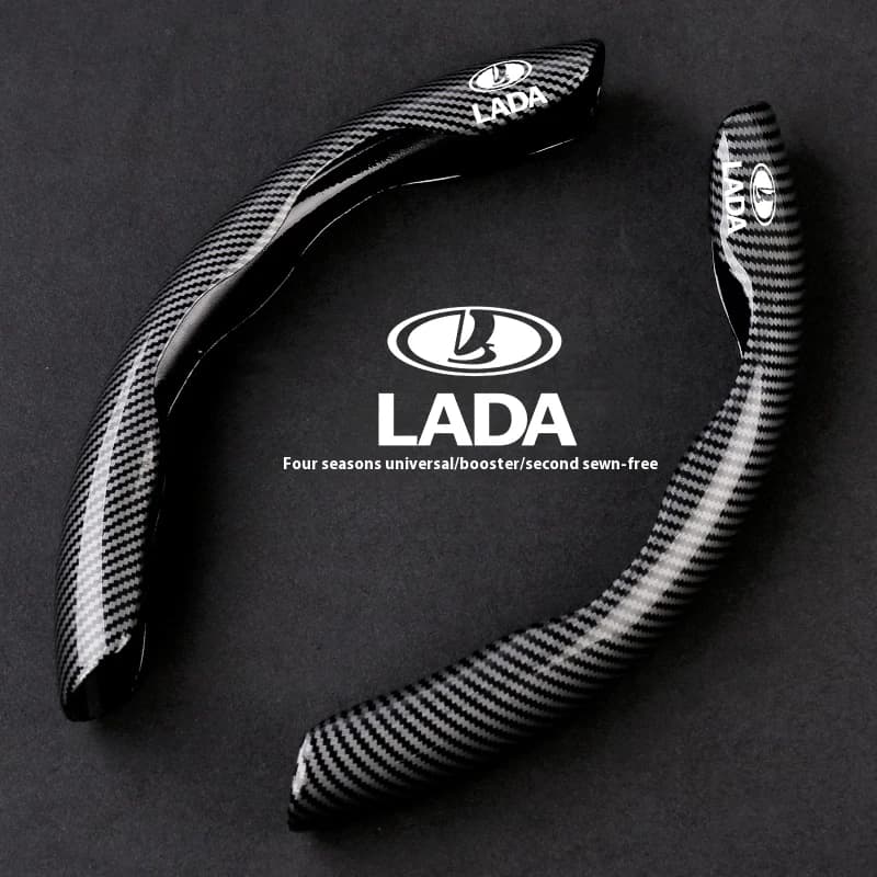 For LADA Vision Concept Vesta XCODE Granta Niva XRAY Samara Kalina Largus Priora Car Carbon Fiber Texture Steering Wheel Cover
