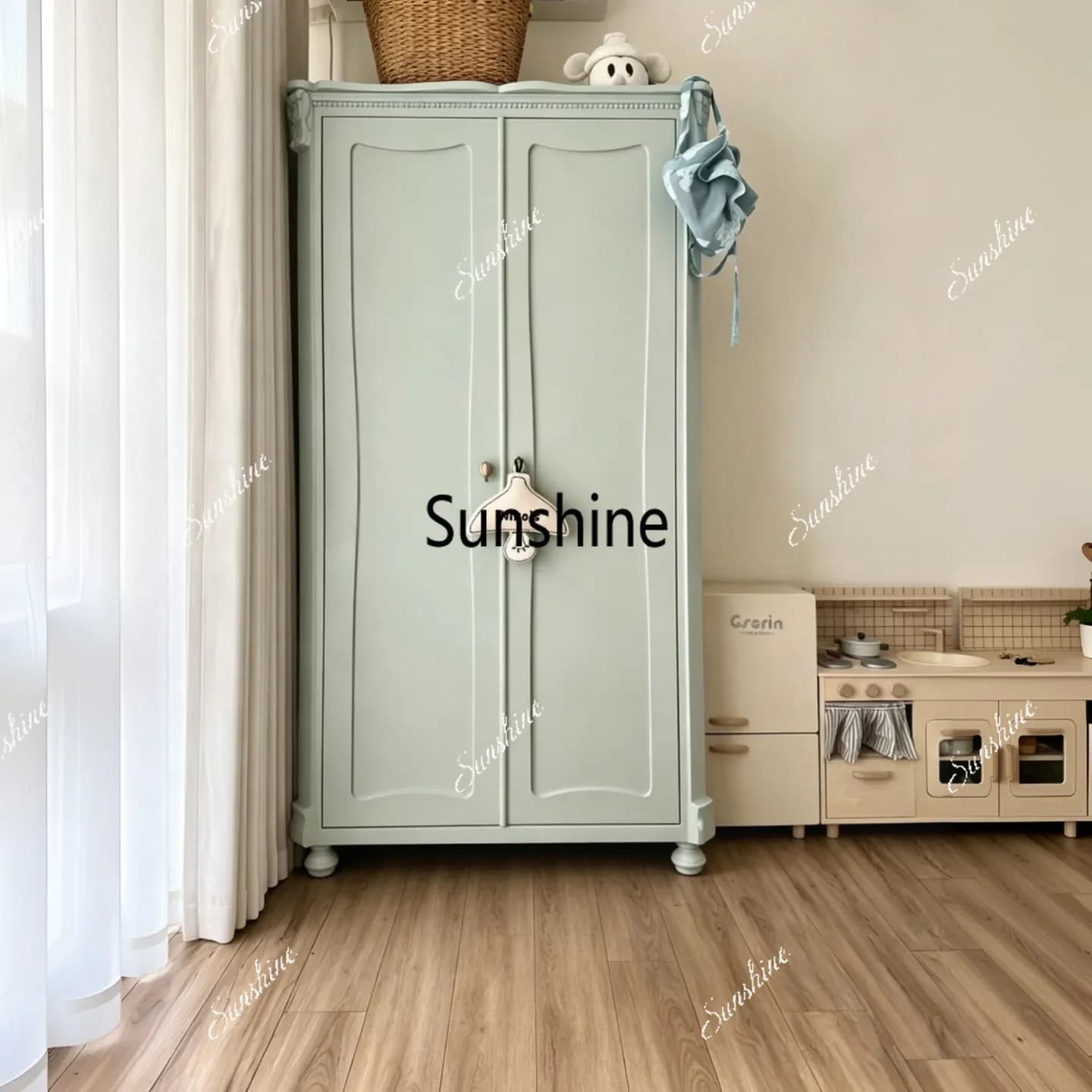 French solid wood children's bedroom wardrobe independent storage decorative cabinet T*