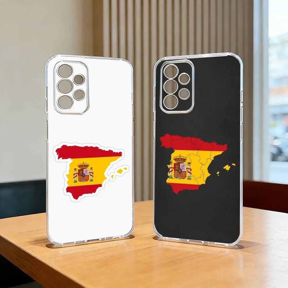 S-Spain M-Map Phone Case For Samsung S25,S24,S21,S22,S23,S30,Ultra,S20,Plus,Fe,Lite,Note,10,Transparent Cover