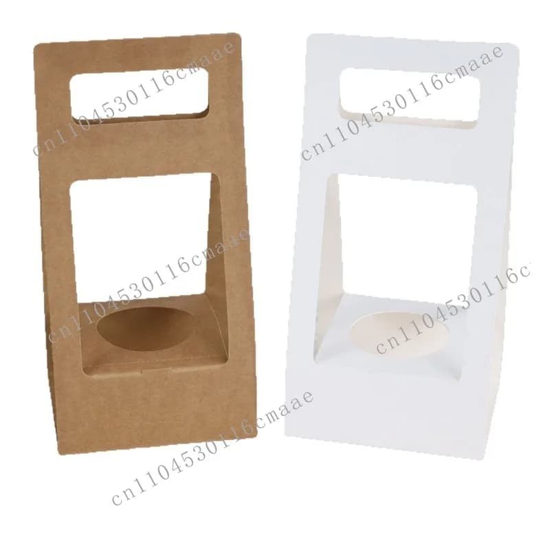Simple and stylish white kraft paper portable succulent potted plant gift packaging bag creative green plant flower packaging