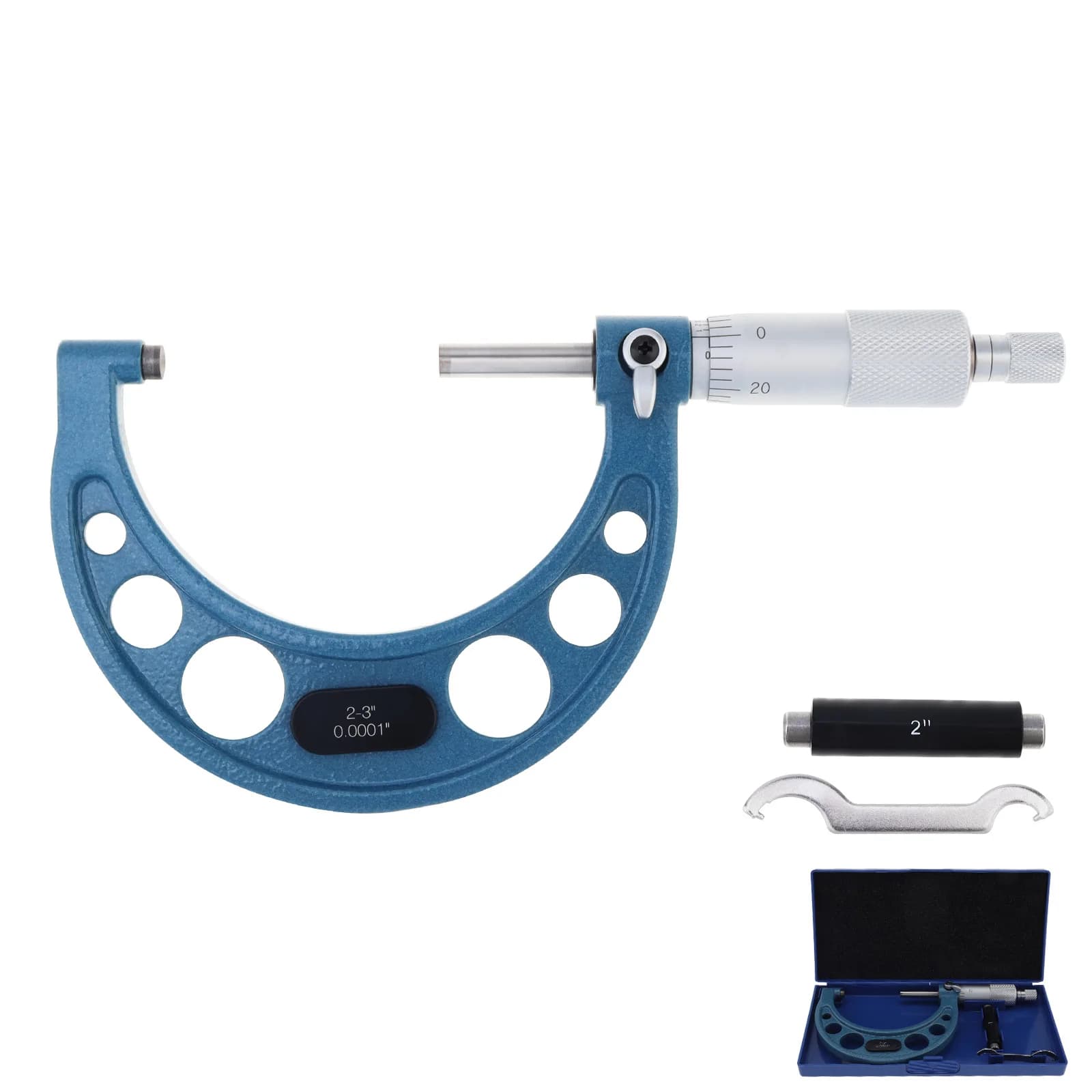2-3 inch Outside Micrometer Resolution 0.0001inch Mechanical Imperial Carbide Caliper Precision Micro Meter Measuring Tool Set