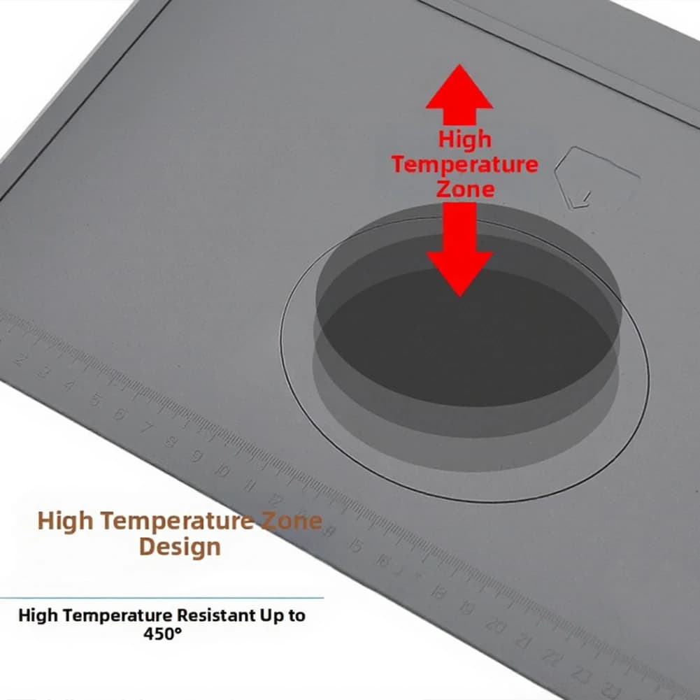 Electronics Repair Mat Made of Dense Silicone for High Temp Soldering Up to 450C With Functional Layout for Screws and Tools