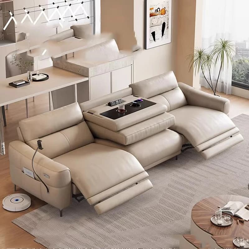 Aesthetic White Living Room Sofas Sleeping Real Soft Modern Leather Sofa Lounge Lazy Luxury Couch Wohnzimmer Furniture For Home