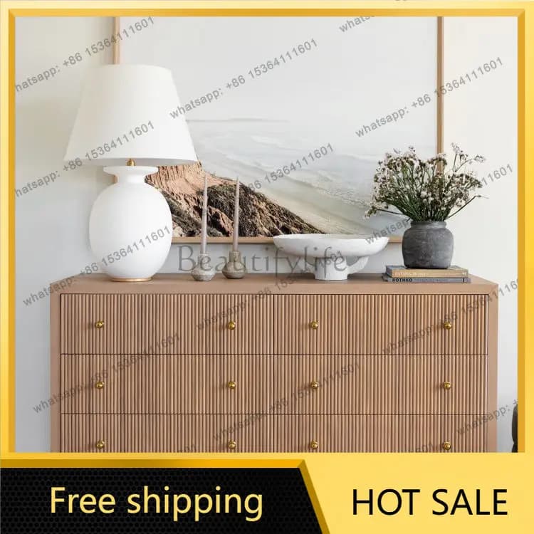 XX. American rural solid wood six-chest cabinet living room modern simple pastoral locker