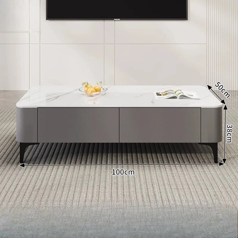 Drawer Extendable Coffee Table Gold Unique Design Luxury Coffee Table Stainless Steel Space Saving Mesa De Centro Furniture Home