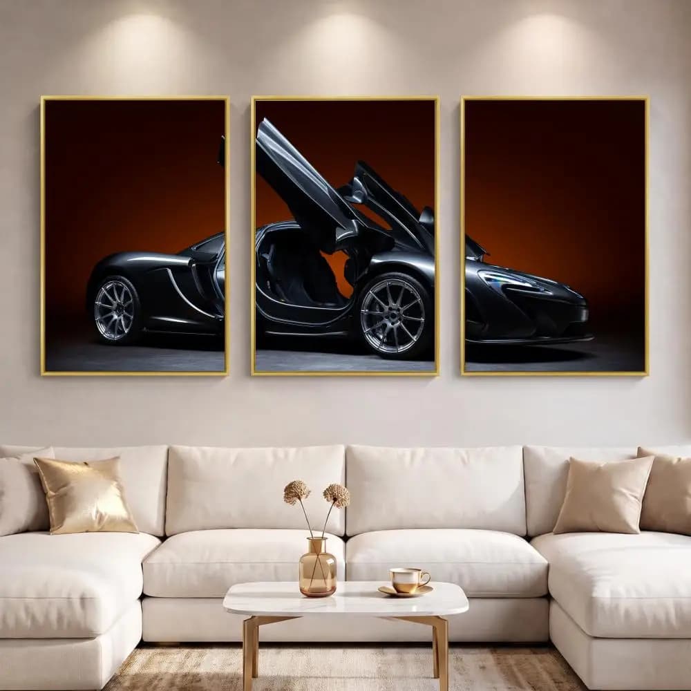 Muscular Sports Car Painting Calligraphy 3 PCS Canvas Wall Art Prints for Living Room Decor Modern Fashion Wall Decals