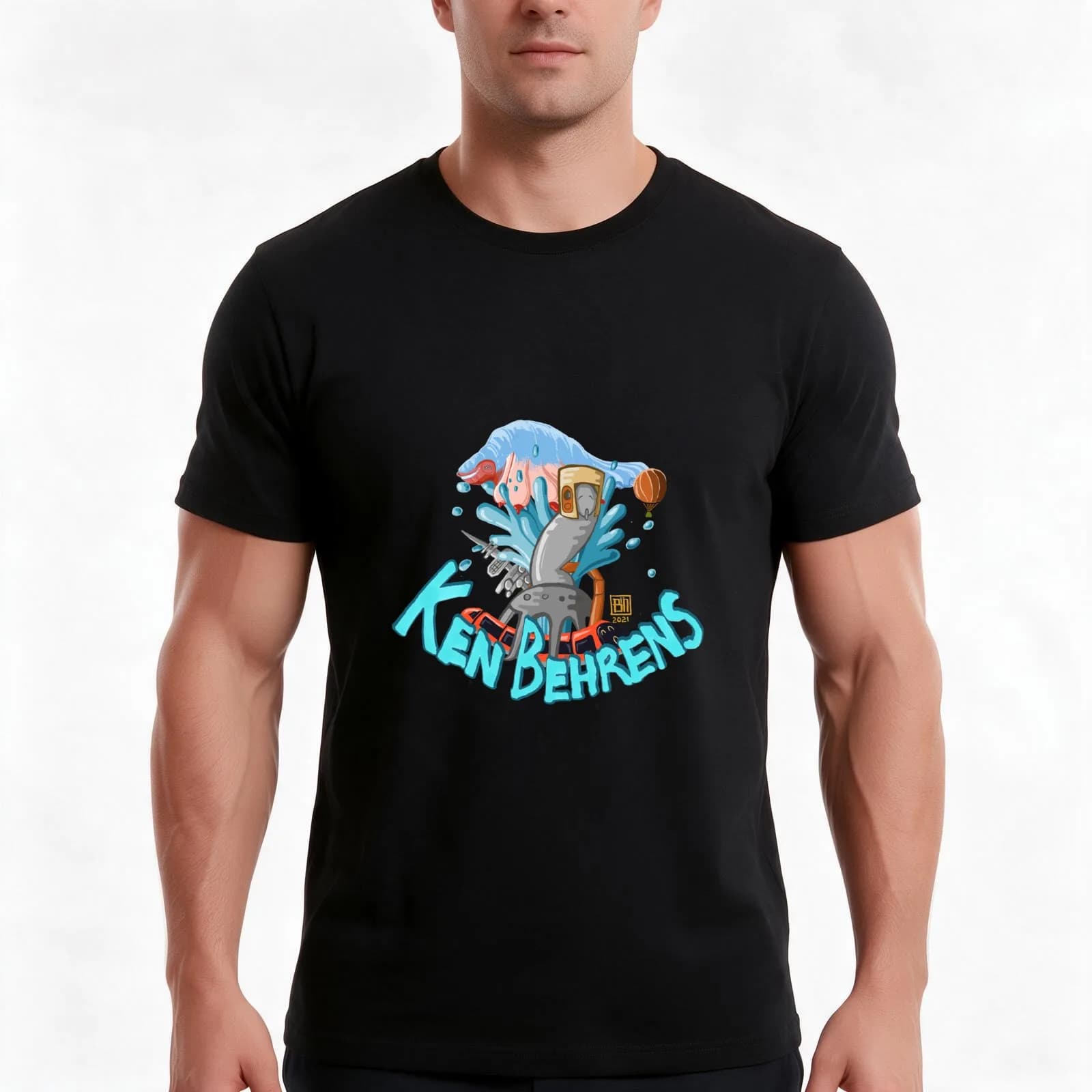 Ken T-Shirt, Summer Casual Cotton Tee, Oversized Streetwear Tops, Vintage Graphic Print, Loose Fit Short Sleeve, 100% Cotton