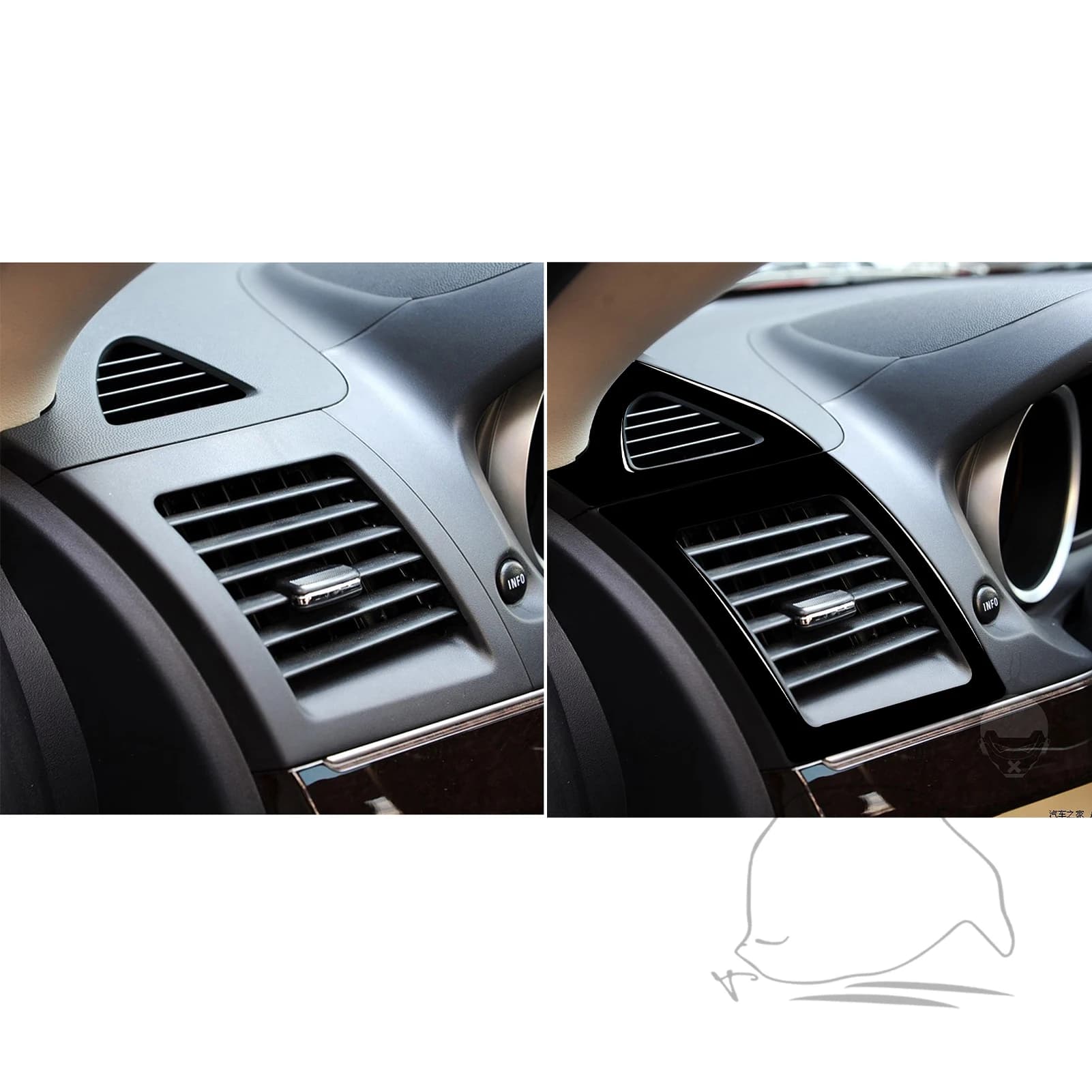 Carbon Fiber For Mitsubishi Lancer EVO 2008-2015 Left Right Dashboard Air Vent Trim Customizable Sticker Interior Accessories