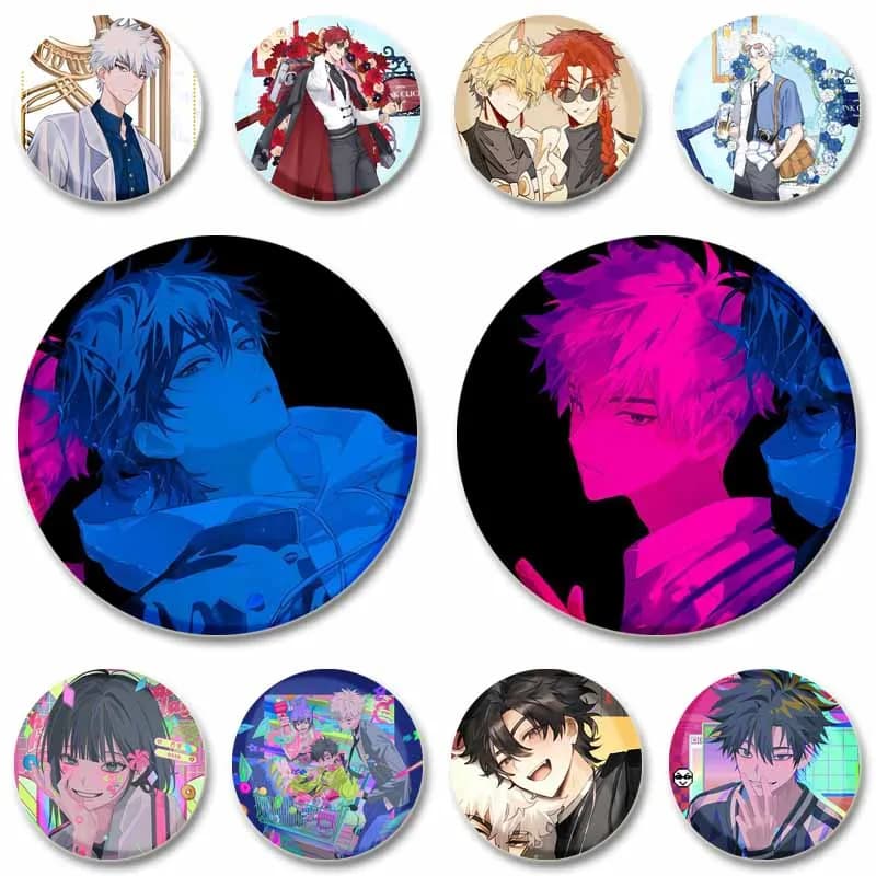 32/58mm Link Click Anime Brooches  Lu Guang Qiao Ling Cheng Xiaoshi Lapel Pins Cartoon Badge Bag Clothes Accessories Fans Gifts