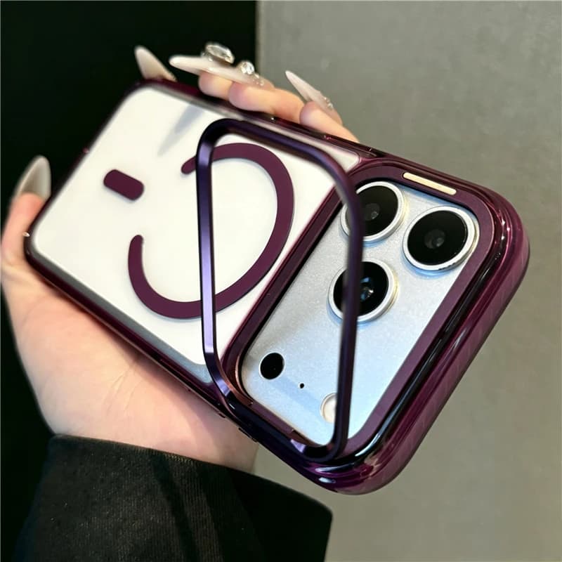 Luxury Camera Lens Holder Clear For Magsafe Magnetic Hard Acrylic Cases For iPhone 17Pro 18Pro 17Pro Max Clear Shockproof Cover