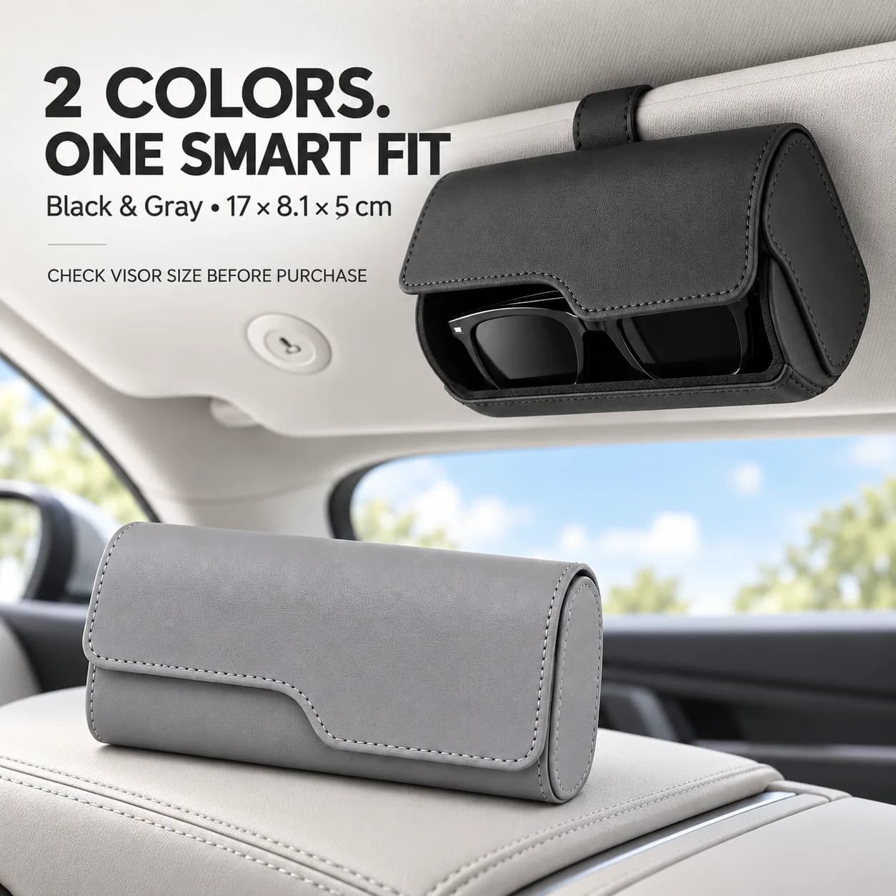 Upgraded 3D Leather Car Visor Eyeglasses Holder, Magnetic Sunglasses Case, Auto Interior Storage Organizer Accessory Box
