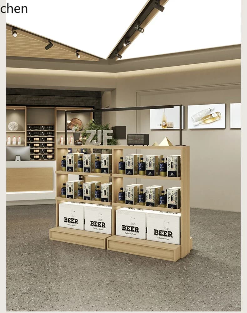 ZML Display Stand Commercial Display Cabinet Simple Side Island Rack Wine Display Container