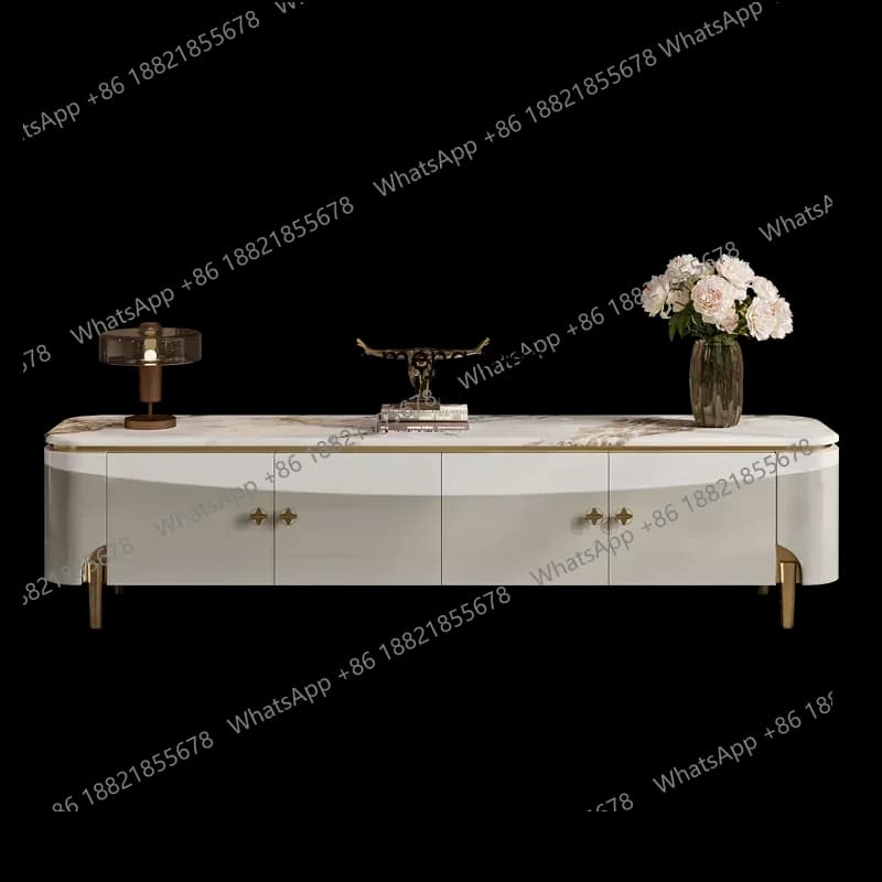 X Light luxury TV cabinet high-end living room modern fashion high-end bright marble paint floor cabinet, coffee table combinati