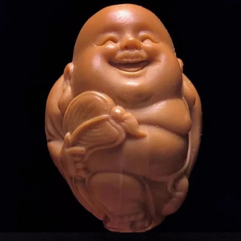China Olive Dentoliva Carved Single Bead Buddhism Maitreya Buddha Statue