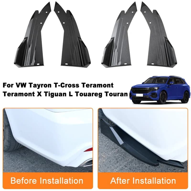 Car Rear Bumper Spoiler Lip Diffuser Side Skirt Splitter Wrap Angle Anti-Crash For VW Tayron T-Cross Teramont X Tiguan L Touareg