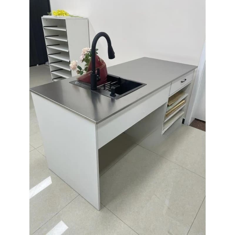 Flower shop fruit shop 304 stainless steel console sink flower shop bag flower table bar wrapping paper storage table rack