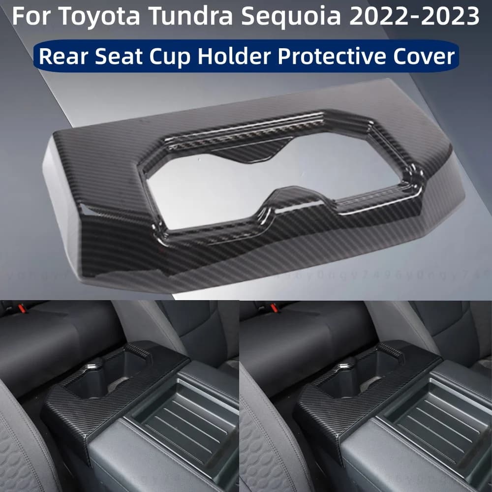 Car Upgrade Rear Seat Cup Holder Protective Cover For Toyota Tundra Sequoia 2022 2023 Modification Decoration Accessories
