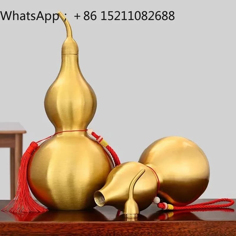 LLY copper gourd ornament large brass hollow opening large gourd five emperors money feng shui ornament