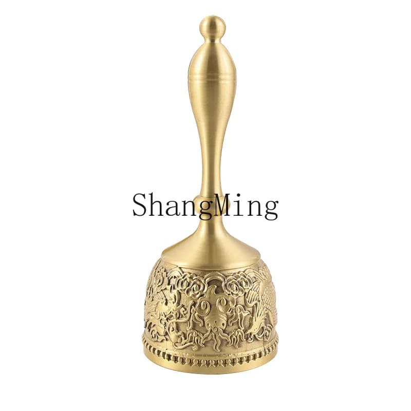 DSA Pure Copper Rattle with Handle Hand Crank Ornament Home Tabletop Decorative Brass Ornament