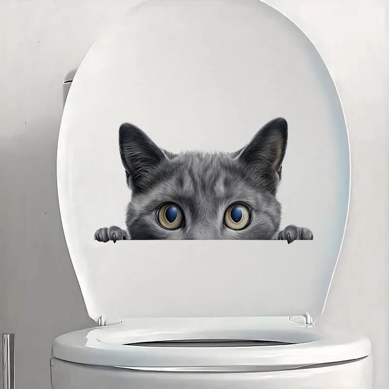 C1318# Russian Blue Cat Toilet Stickers, Bright Wall for Home, Cabinet, Door,Decoration, Vinyl Car Decals, Outdoor Indoor Use