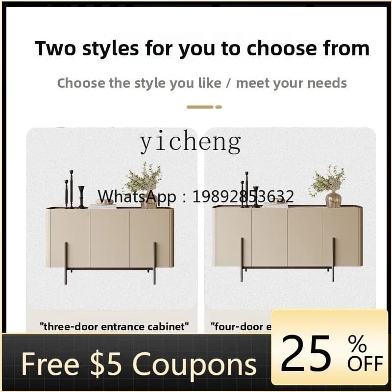 AB  home entrance cabinet saddle leather minimalist rock slab storage door locker living room wall dining side cabinet