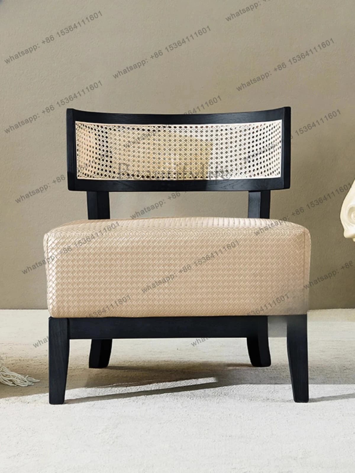 log rattan sofa chair living room home single solid wood leisure chair bed and breakfast chair