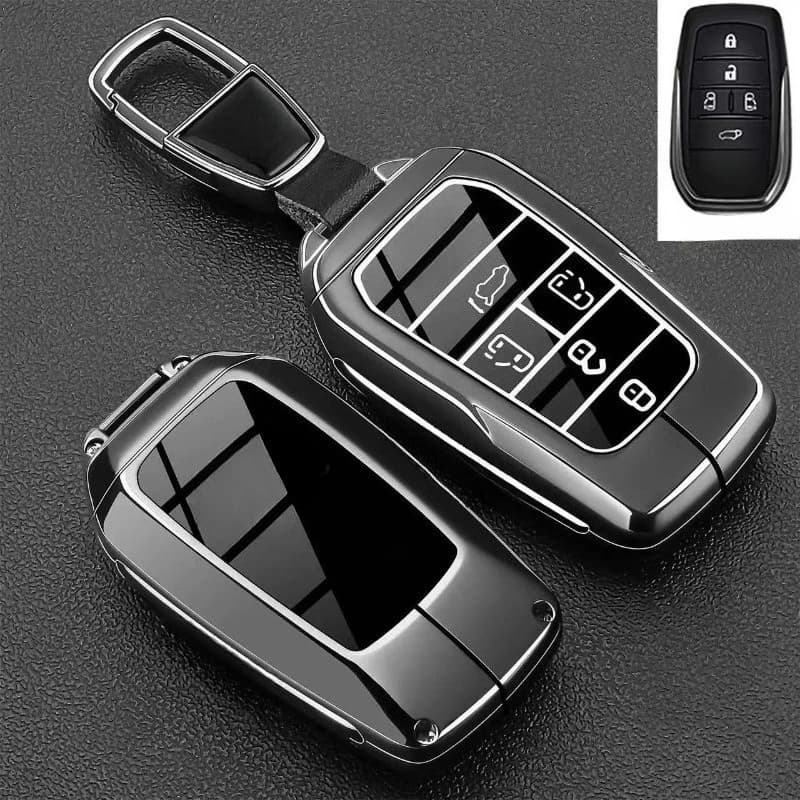 Premium Zinc Alloy Key Cover Case for Toyota Granvia/Sienna/Alphard - Protective Key Fob Shell Key Bag Chain