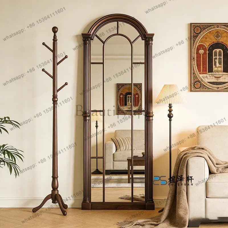 French retro arched full-length mirror living room American floor-to-ceiling full-length mirror false window