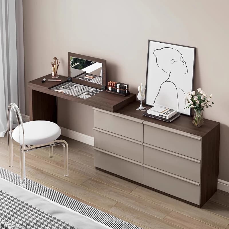 Storage European Vanity Table Brown Simple Drawers Modern Vanity Table Clothing Mini Meuble De Chambre Furniture For Home
