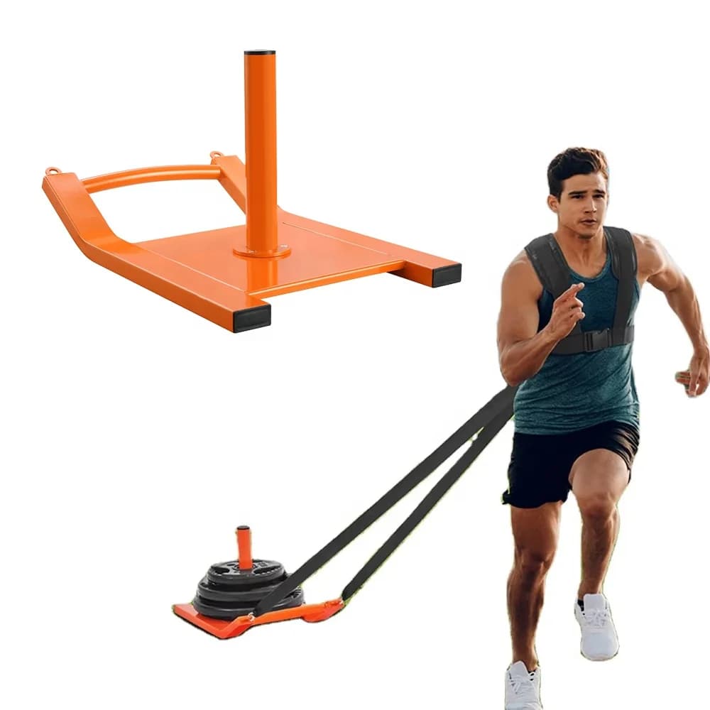 Heavy Duty Gym Sled with Weight Plate Holder Speed Training Workout Equipment for Sports & Entertainment