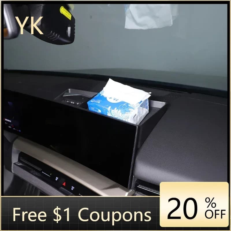 For BMW 5 Series G60 2024-26 ABS Black Car Central Control Navigation Screen Back Storage Box Mobile Phone Tray Car Accessories