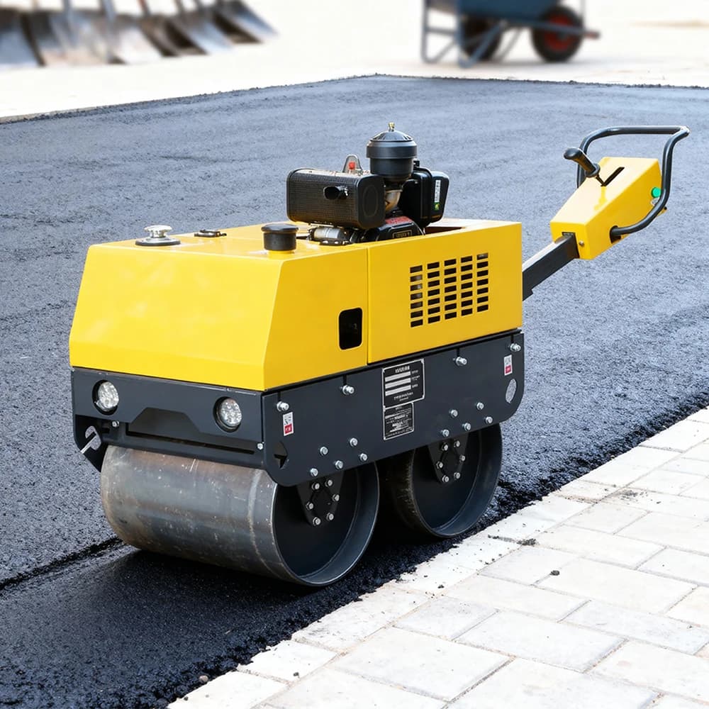 Road Construction Equipment Double Drum Vibratory Roller Hand Mini Hydraulic with Motor High Efficiency Asphalt Roller