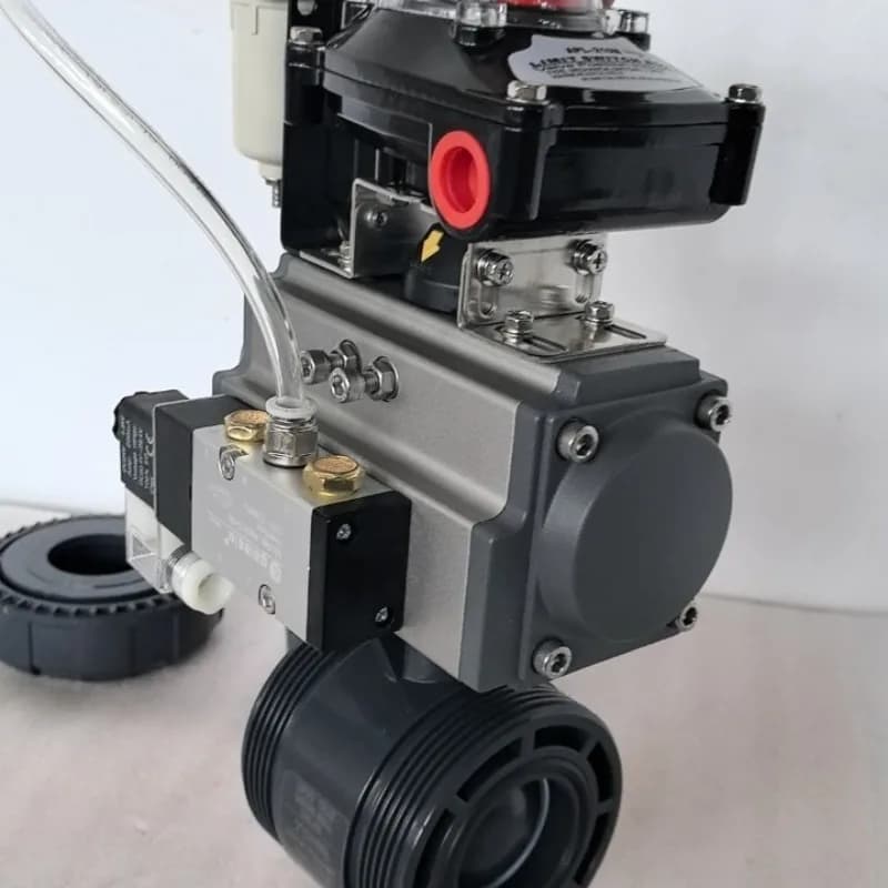 Q621F-10S Double-by-ring Type UPVC Pneumatic Plastic Ball Valve PVC Acid and Alkali Resistant Cut-off Valve Switch