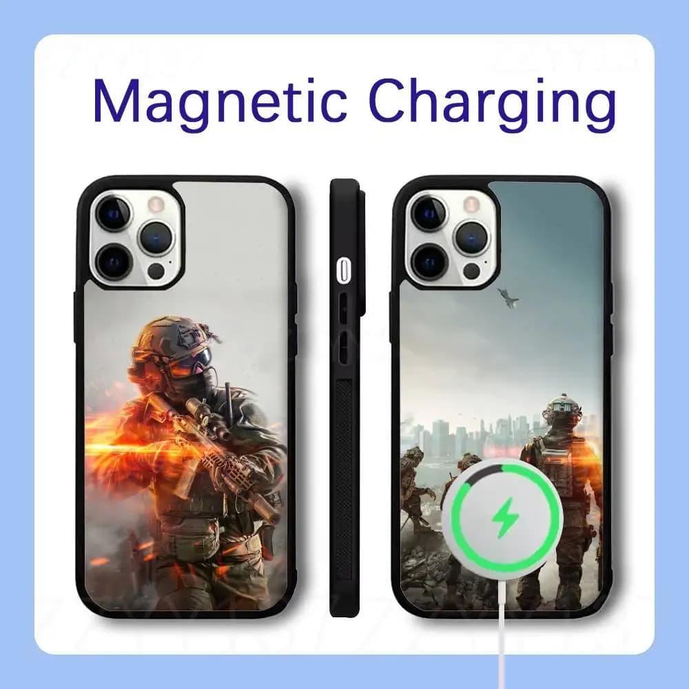 B-Battlefield 6 Game Phone Case For iPhone 18,17,16,15,14,13,12,Pro,Max,Plus Magnetic Wireless Charge Cover