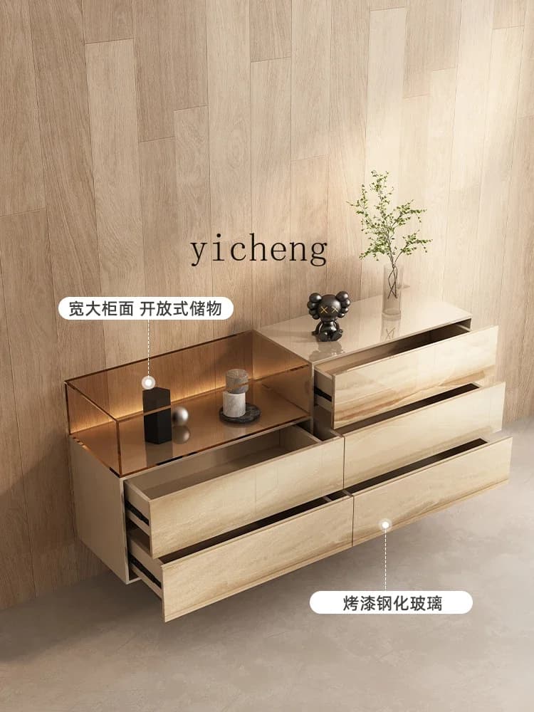 a2 light luxury six-chest cabinet solid wood porch drawer cabinet modern living room suspended against the wall side cabinet